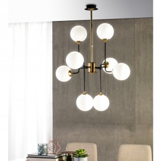 Lámpara de araña Formo Negro+Oro (8 luces)