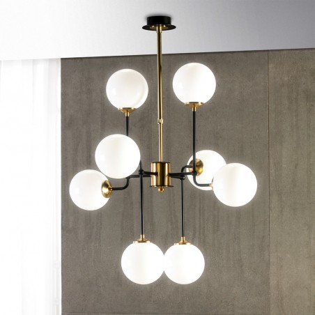 Lámpara de araña Formo Negro+Oro (8 luces)