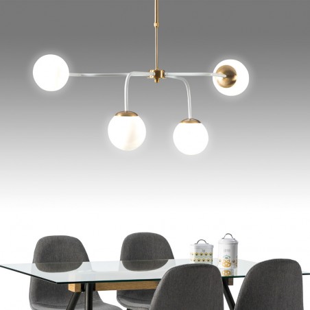 Lámpara de techo Rodisa Blanco-Oro (4 luces)