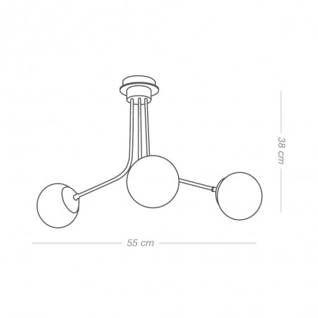 Ceiling Flush Lamp Rodisa Black-Gold (3 lights)