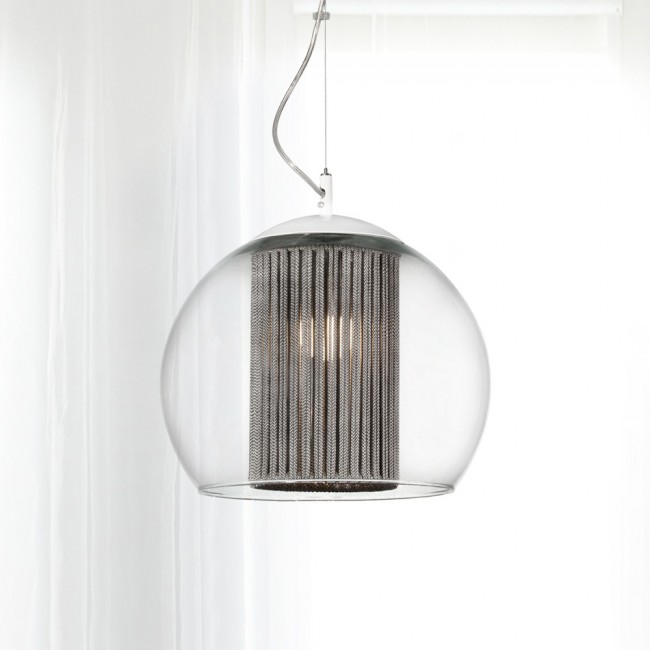 Lámpara colgante Bola Cuerda Plata 25