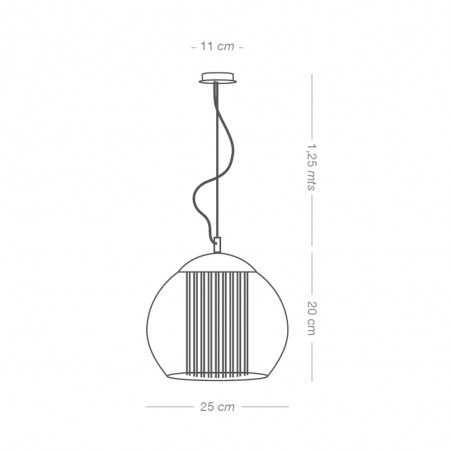 Pendant Lamp Bola Cord Silver 25