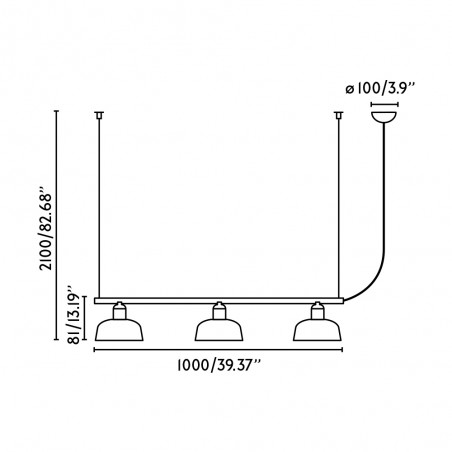 Linear pendant lamp Tatawin S (3 lights)