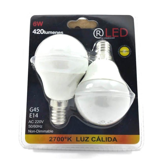 Pack 2x Light bulbs LED 6W E14