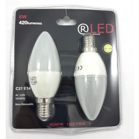 Pack 2xLight bulb led Candle 6W E14 (2700ºK)
