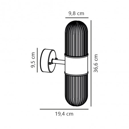 Aplique de pared de exterior Konyo (2 luces)