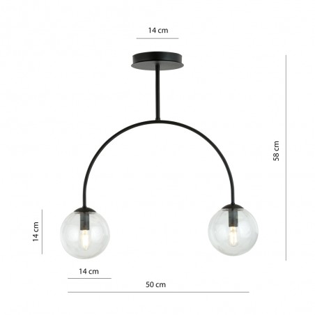 Plafón de techo Giorgio Transparente (2 luces)
