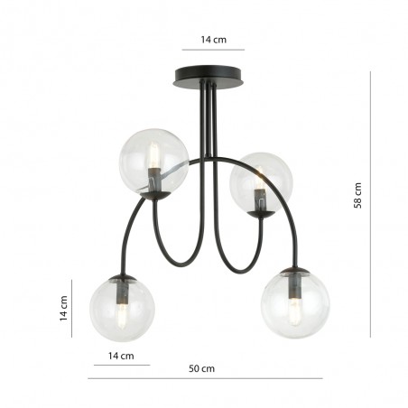 Plafón de techo Giorgio Transparente (4 luces)