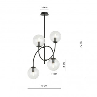 Plafón de techo Giorgio Transparente II (4 luces)