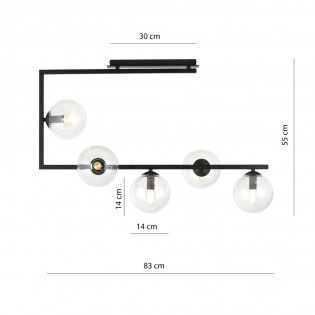 Plafón de techo Ventara Transparente (5 luces)
