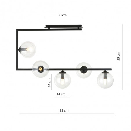Plafón de techo Ventara Transparente (5 luces)