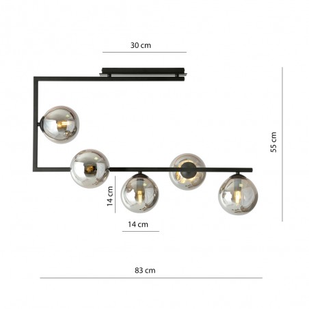 Plafón de techo Ventara Grafito (5 luces)