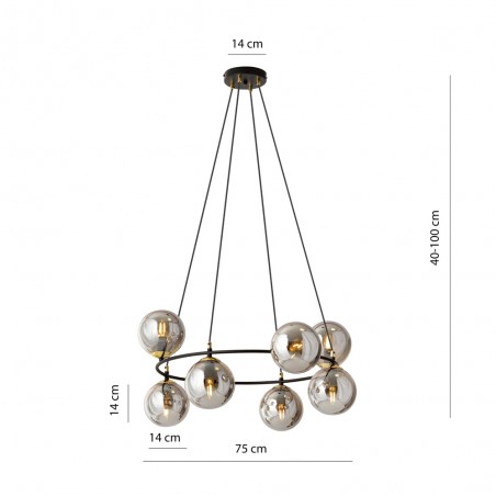 Ceiling Lamp Laster Graphite (7 lights)