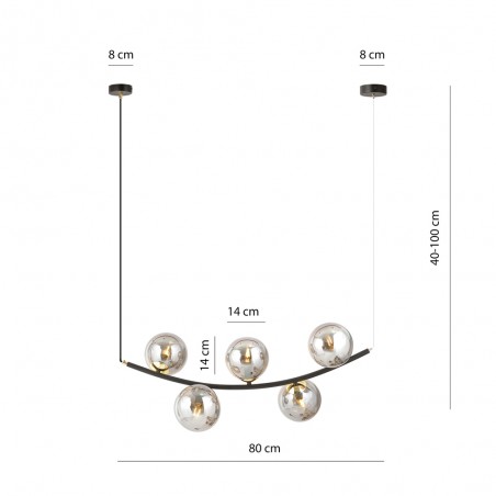 Ceiling lamp Irenzo Graphite (5 lights)