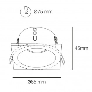 Pack 2 x Bathroom's Recessed Light Lutar (Square)