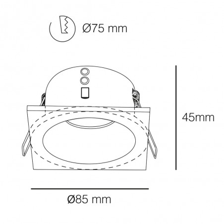 Pack 2 x Bathroom's Recessed Light Lutar (Square)