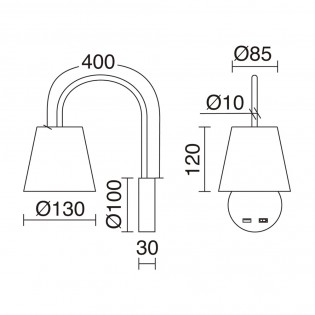 Aplique con interruptor y USB Montecarlo