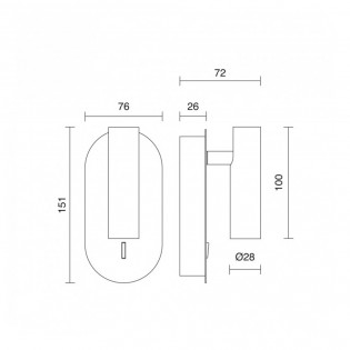 LED wall lamp with switch Dirk II (3W)