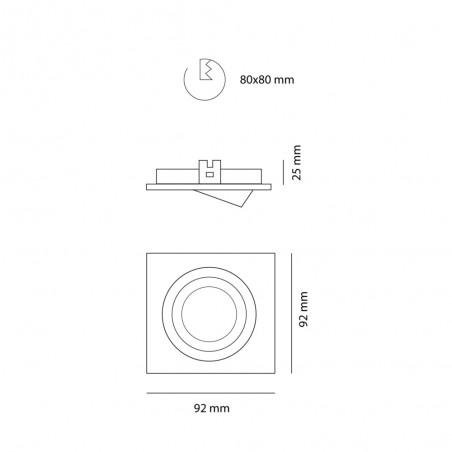 Recessed LED CLASSIC square aluminium (8W)