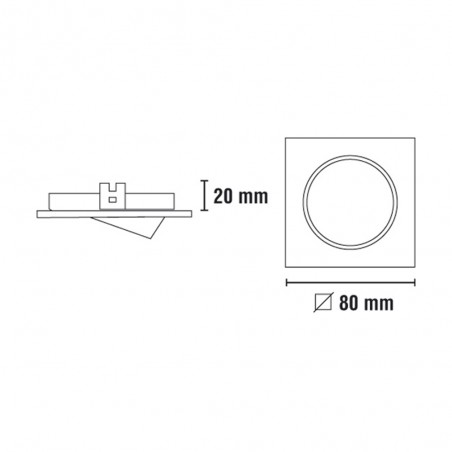 Recessed LED BASIC square nickel (8W)