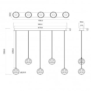 Regleta de techo LED Sentubal (5x5.3W)