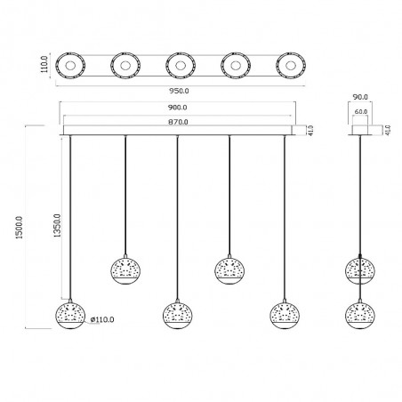 Regleta de techo LED Sentubal (5x5.3W)