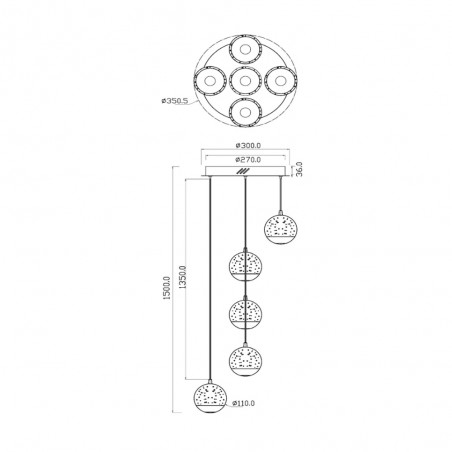 Cluster LED Pendant Lamp Sentubal (5x5.2W)
