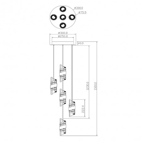 LED Cluster Pendant Kligande (5x8W)