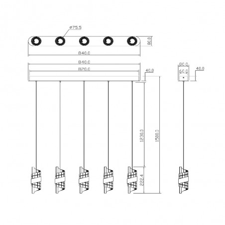 LED Pendant Track Lamp Kligande (5x7,8W)