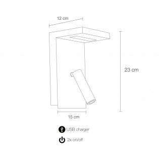 LED-Wandleuchte mit Lesegerät und USB Read Me (6+3W)