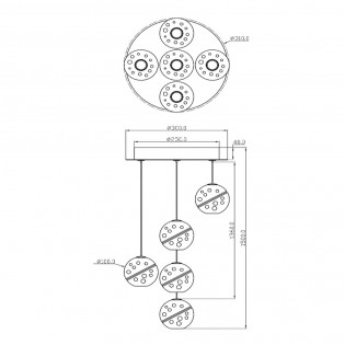 LED Cluster Pendant Lamp Dilenko (5x3.5W)