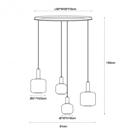 Cluster Pendant Lamp Eloise (4 lights)