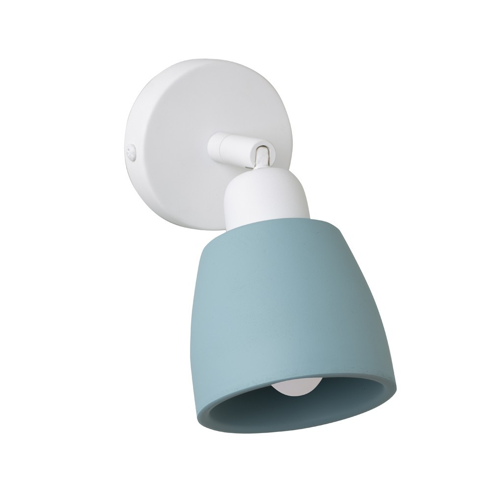 Banjul Adjustable Wall Spotlight - White & Wood Look Metal Lamp, 1x E27, Vintage Style With On/Off Switch