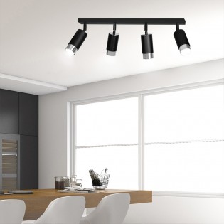 Regleta de techo Mura Negro/Cromo (4 luces)