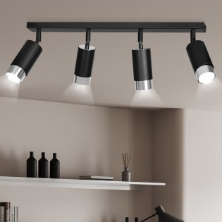 Regleta de techo Mura Negro/Cromo (4 luces)