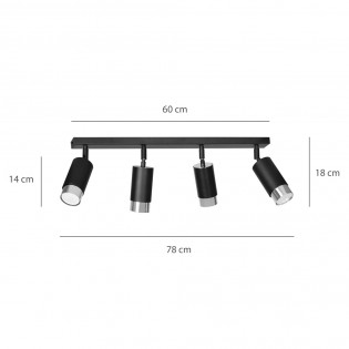 Spotlight Track Lamp Mura Black/Chrome (4 lights)