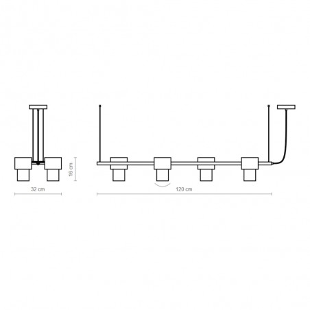 Lámpara colgante lineal Kan (4 luces)