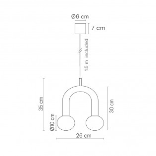 Lámpara colgante Rigoberta Mono Súper Curvo (2 luces)