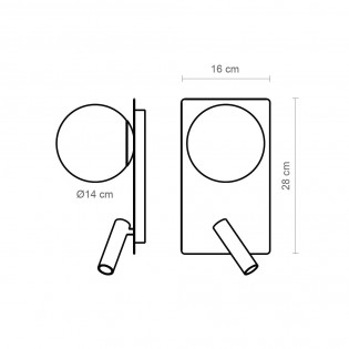 Wandleuchte mit LED-Leser Glos Slim Horizontal (3W)
