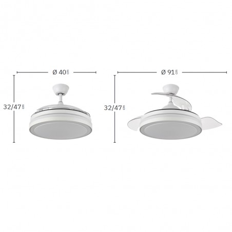 Fan LED with folding blades Esparta Mini CCT (72W)