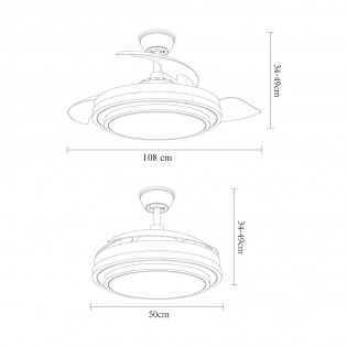 LED fan retractable blades Ibe CCT (72W)