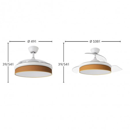 LED fan retractable blades Moda Yellow (72W)