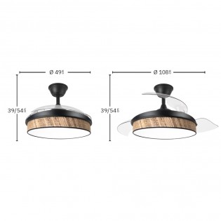 Ventilador LED aspas plegables Moda Cañizo Oscuro (72W)