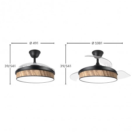 Ventilador LED aspas plegables Moda Cañizo Oscuro (72W)
