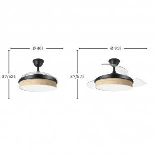 Ventilador LED aspas plegables Moda Mini Cañizo Claro (72W)