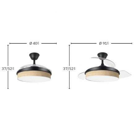 Ventilador LED aspas plegables Moda Mini Cañizo Claro (72W)