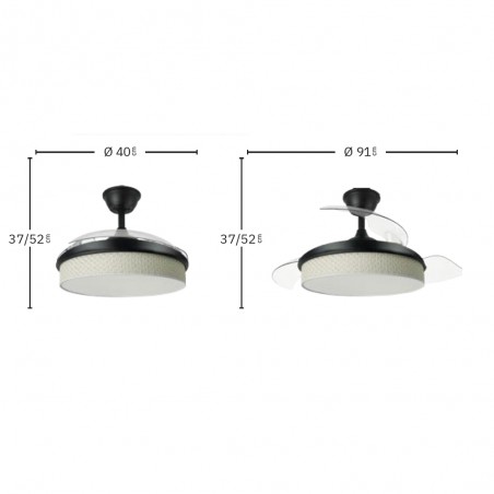 Ventilador LED aspas plegables Moda Mini Cañizo Claro (72W)