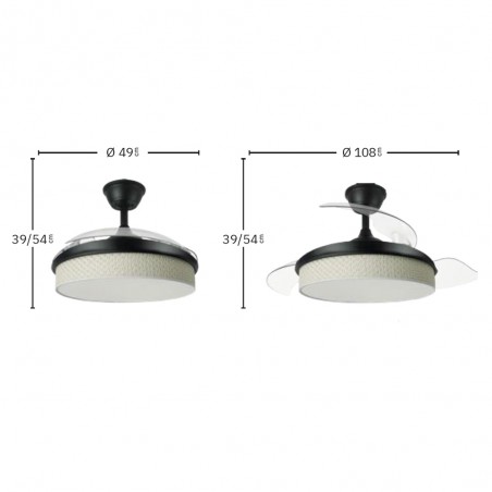 Ventilador LED aspas plegables Moda Cañizo Claro (72W)
