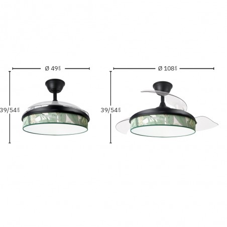 LED fan retractable blades Moda Hoja Verde (72W)