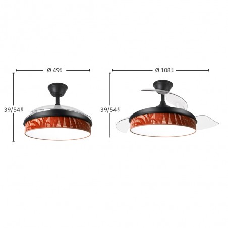 Ventilador LED aspas plegables Moda Hoja Caldera (72W)
